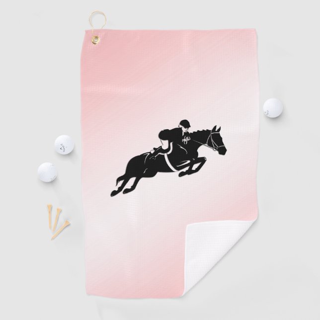 Equestrian Jumper Pink Golf Towel (InSitu)