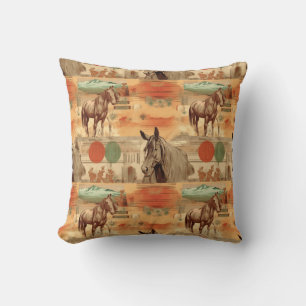 Equestrian Landscape Design, Horse Motif Graphic Cushion