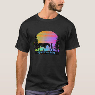 Equestrian Living Colourful Sunset Horse Girl Silh T-Shirt