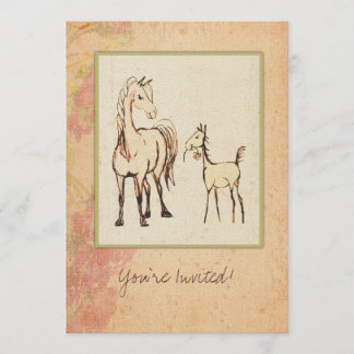 Equestrian Mare and Foal Baby Shower Invitation