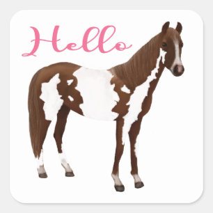 Equestrian Miss You Thinking of you Hello Horse Square Sticker