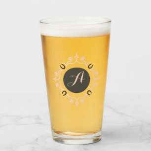 Equestrian Monogram Lucky Horse Shoe Glass