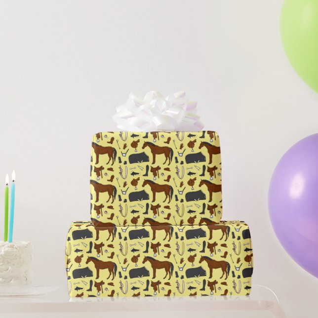 Equestrian Pattern of Horse Riding Equipment Wrapping Paper (Party Gifts)
