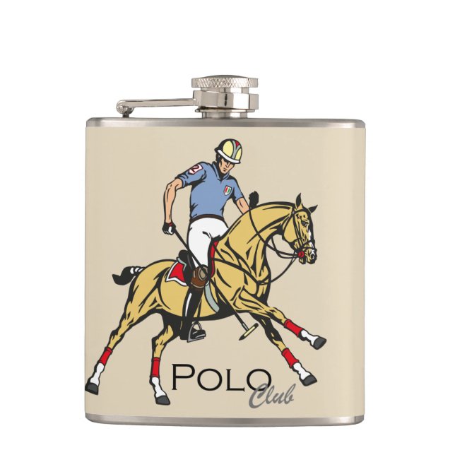 equestrian polo sport club hip flask (Front)