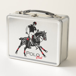 equestrian polo sport club metal lunch box