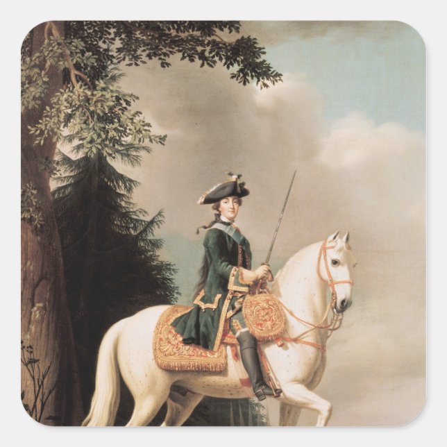 Equestrian Portrait of Catherine II Square Sticker (Front)