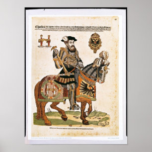 Equestrian portrait of Charles V in armour Poster