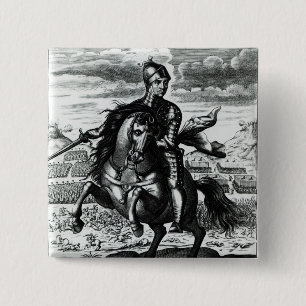 Equestrian portrait of Oliver Cromwell 15 Cm Square Badge