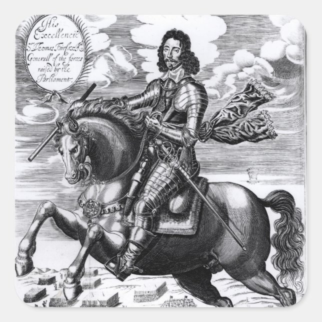 Equestrian portrait square sticker (Front)