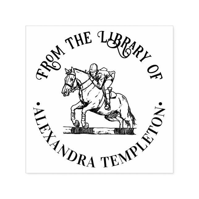 Equestrian Rider Horse #2 Jump Library Book Name Self-inking Stamp (Design)