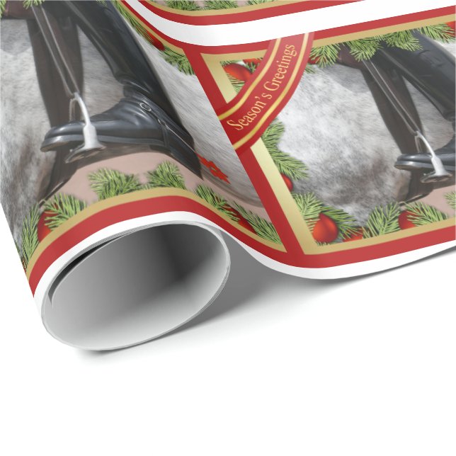 Equestrian Riding Boots Grey Horse Wrapping Paper (Roll Corner)
