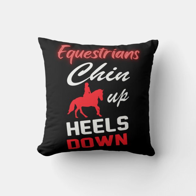 Equestrian Riding Quote in Red and White Font   Cushion (Front)