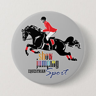 equestrian show jumping 7.5 cm round badge