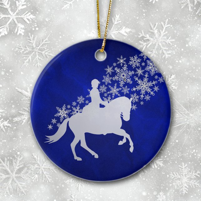 Equestrian Silver Snowflake on Royal Blue Ceramic Tree Decoration (Creator Uploaded)