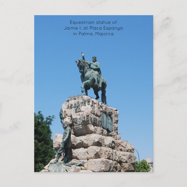 Equestrian statue of Jaime I. at Placa Espanya Postcard (Front)