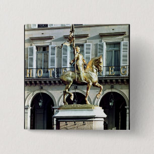 Equestrian statue of Joan of Arc 15 Cm Square Badge