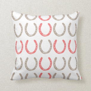 Equestrian Themed Horse Shoes Pattern Cushion