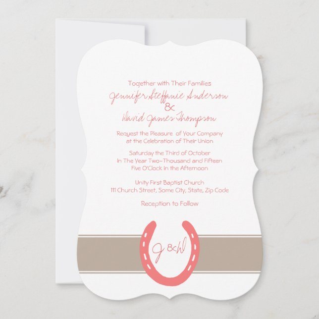 Equestrian Themed Horse Shoes Pattern Invitation (Front)