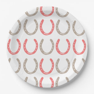 Equestrian Themed Horse Shoes Pattern Paper Plate