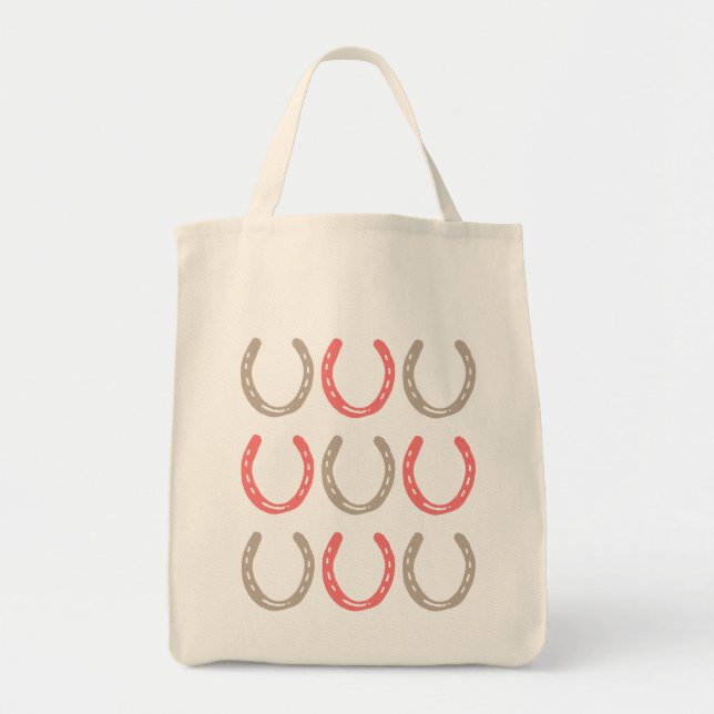 Equestrian Themed Horse Shoes Pattern Tote Bag (Front)