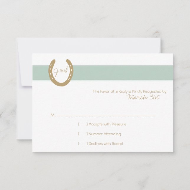 Equestrian Themed Horse Shoes RSVP Card (Front)