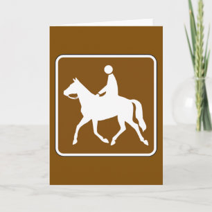 Equestrian Trail Riding Horse Silhouette Icon Card