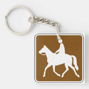 Equestrian Trail Riding Horse Silhouette Icon Key Ring