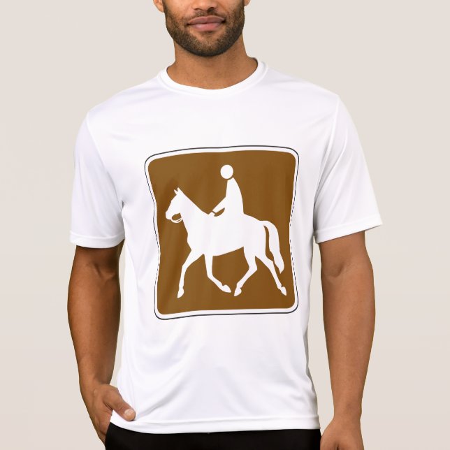 Equestrian Trail Riding Horse Silhouette Icon T-Shirt (Front)