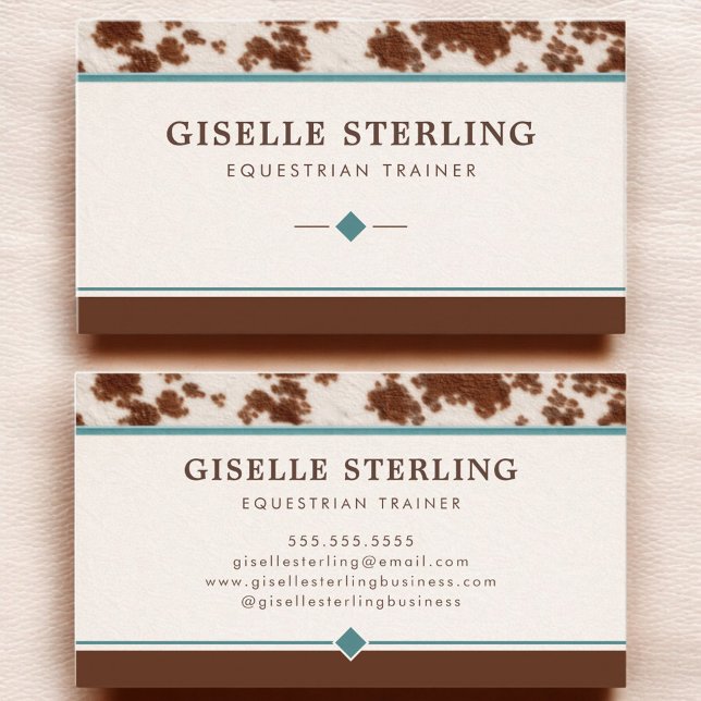 Equestrian Trainer Cowhide Western Business Card (Creator Uploaded)