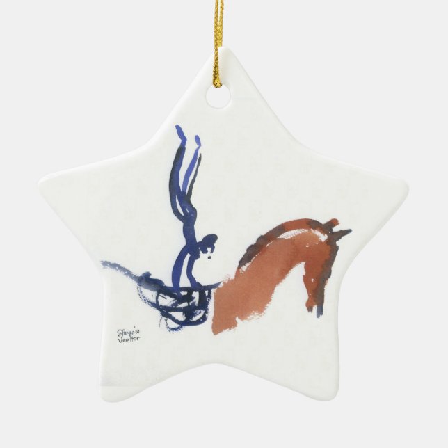 Equestrian Vaulters Ceramic Tree Decoration (Front)