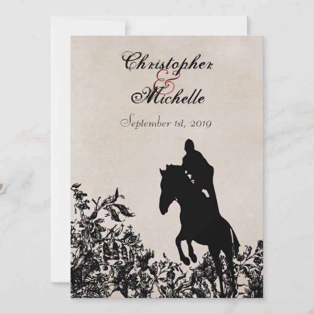 Equestrian Vintage Style Horse Wedding Invitation (Front)