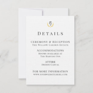 Equestrian Wedding Details Card with Horse Crest 