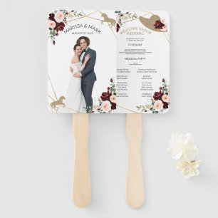 Equestrian Wedding Program Fans with Photo