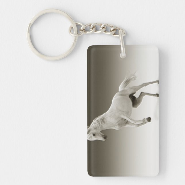 Equestrian White Mare Horse Key Ring (Front)