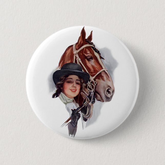 Equestrian Woman 6 Cm Round Badge (Front)