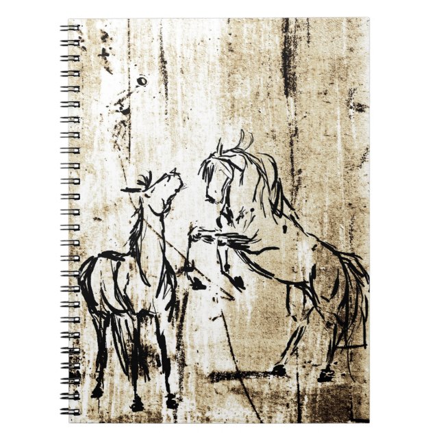 Equine Art Rearing Horses Spiral Notebook (Front)