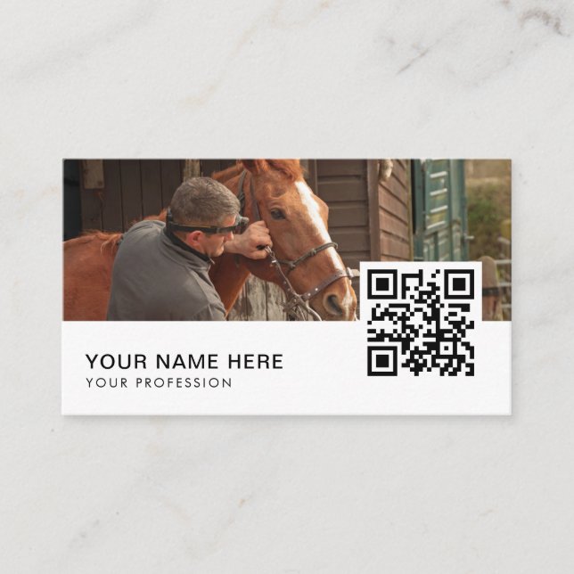 equine business cards QR Code  (Front)
