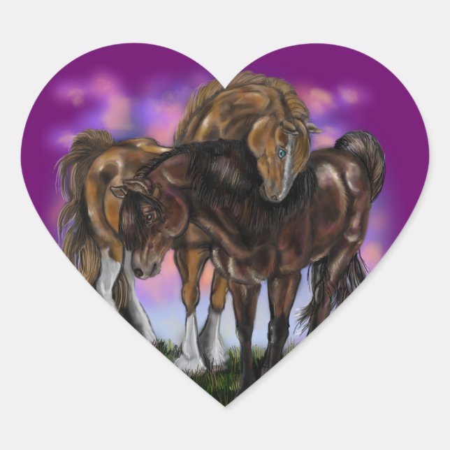 Equine Devotion~ sunset horses stickers (Front)