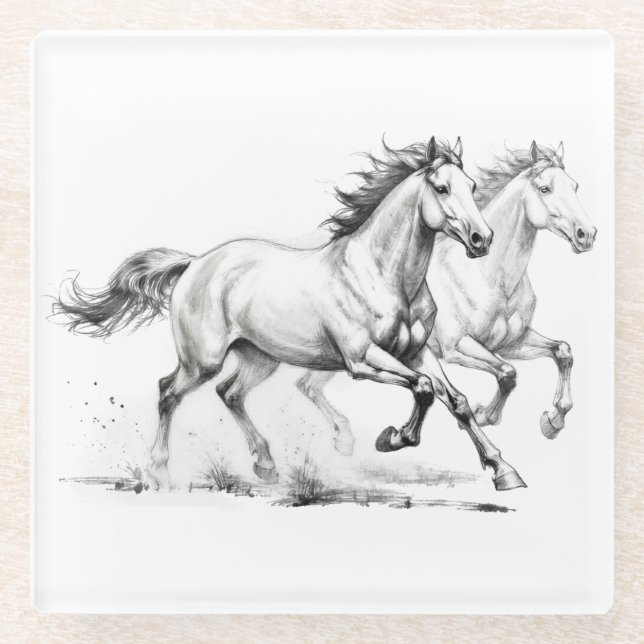 Equine Elegance Glass Coaster (Front)