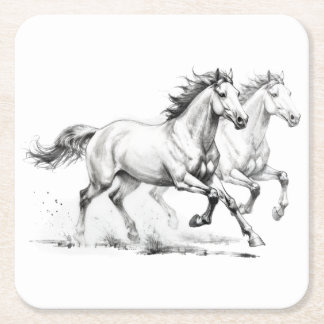 Equine Elegance Square Paper Coaster