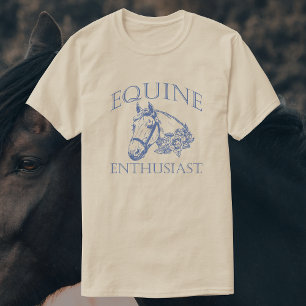 Equine Enthusiast Blue Vintage Horse T-Shirt