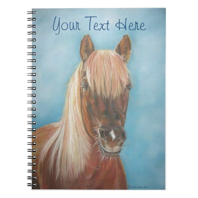 equine picture of chestnut mare blonde mane horse spiral notebook (Front)