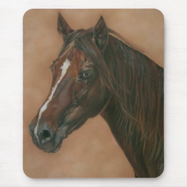 equine picture of chestnut mare brown horse mouse pad (Front)