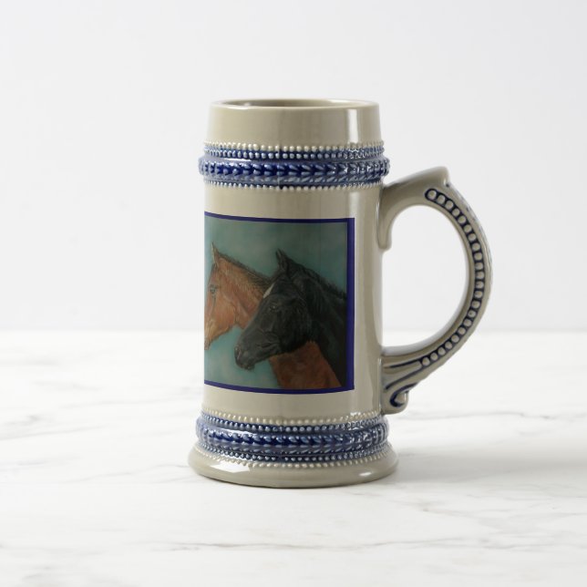 equine picture of two very cute baby horses beer stein (Right)
