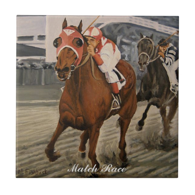 Equine Thoroughbred Wins Big Race Tile (Front)