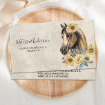 Equine Vintage Horse Sunflowers Equestrian Business Card<br><div class="desc">Show off your horse business with these elegant and vintage watercolor design equine business cards and matching accessories. This horse business cards feature watercolor horse with sunflowers on a rustic stone background. Personalise these horse business cards with business owner name, title/business name, and all the contact details. These equine business...</div>