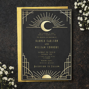 Equinox Art Deco celestial wedding Invitation