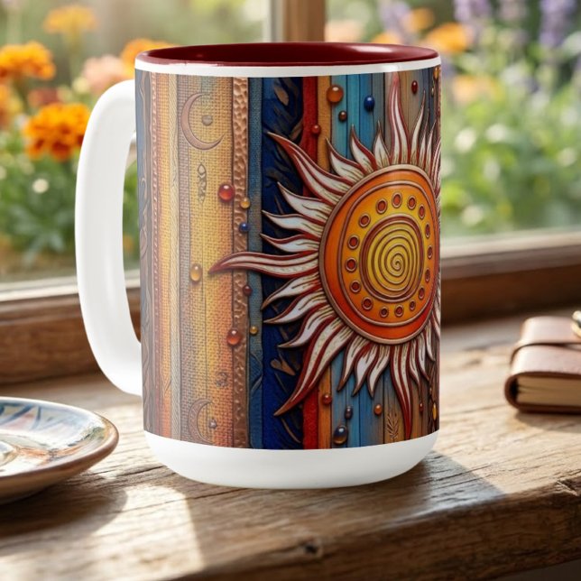 Equinox Mandala Sun  Two-Tone Coffee Mug (Creator Uploaded)
