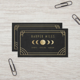 Equinox moon phase black and gold business card