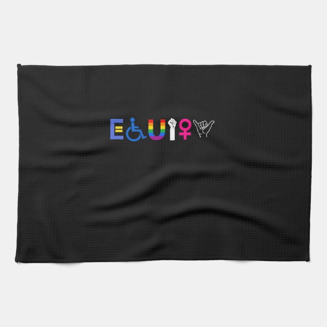 _EQUITY_ Equal Rights LGBTQ Ally Unity Pride Femin Tea Towel (Horizontal)